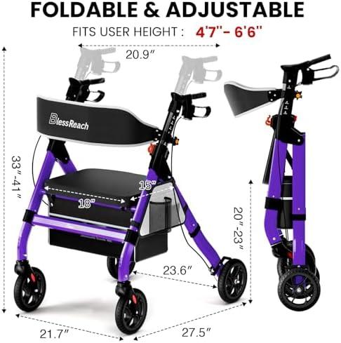 Discovering Comfort: Our Review of the Purple foldable Rollator